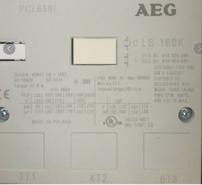 AEG LS 160K 910-304-490接觸器